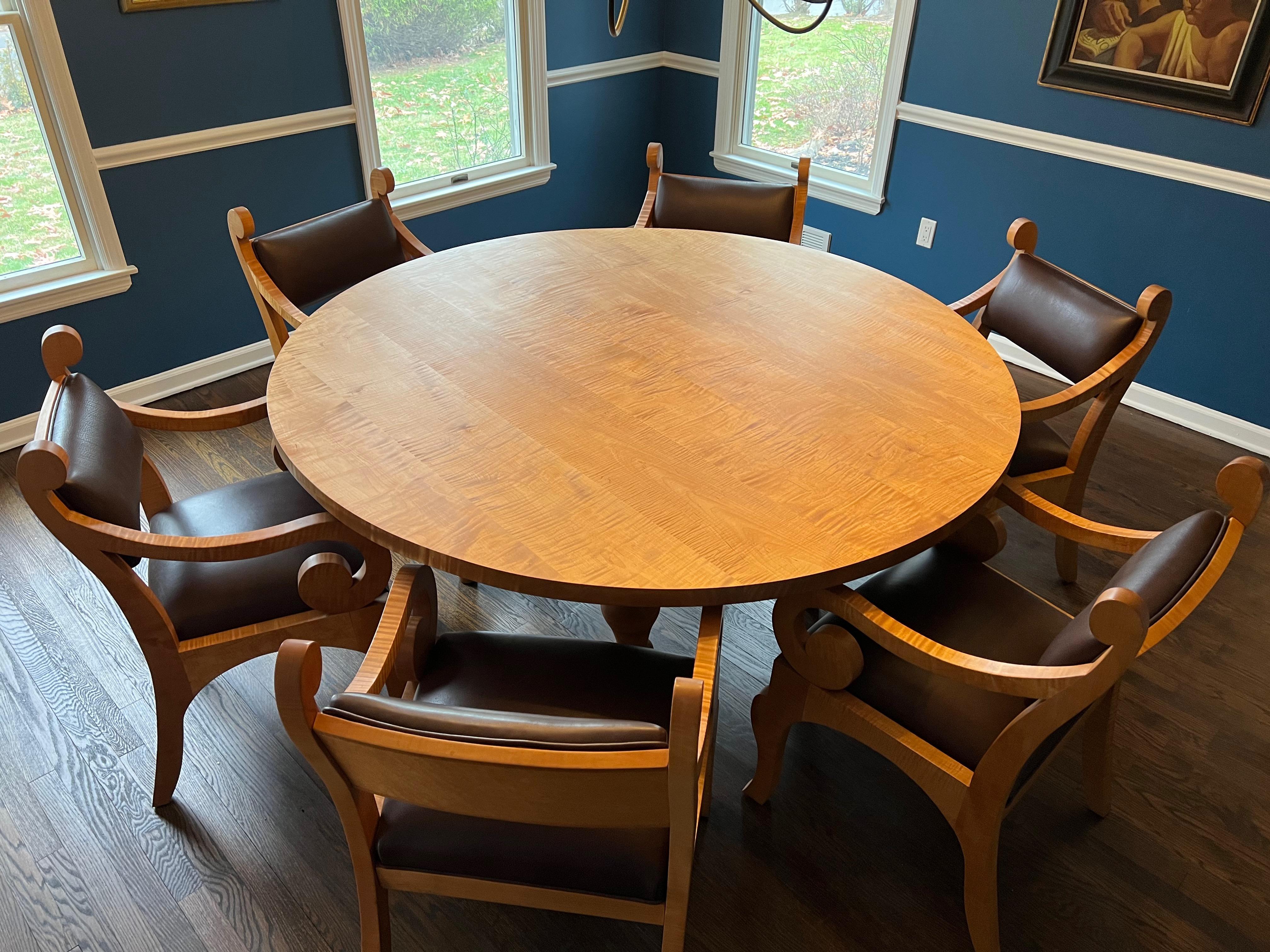 Tiger Maple Round Dinning Table For Sale 1