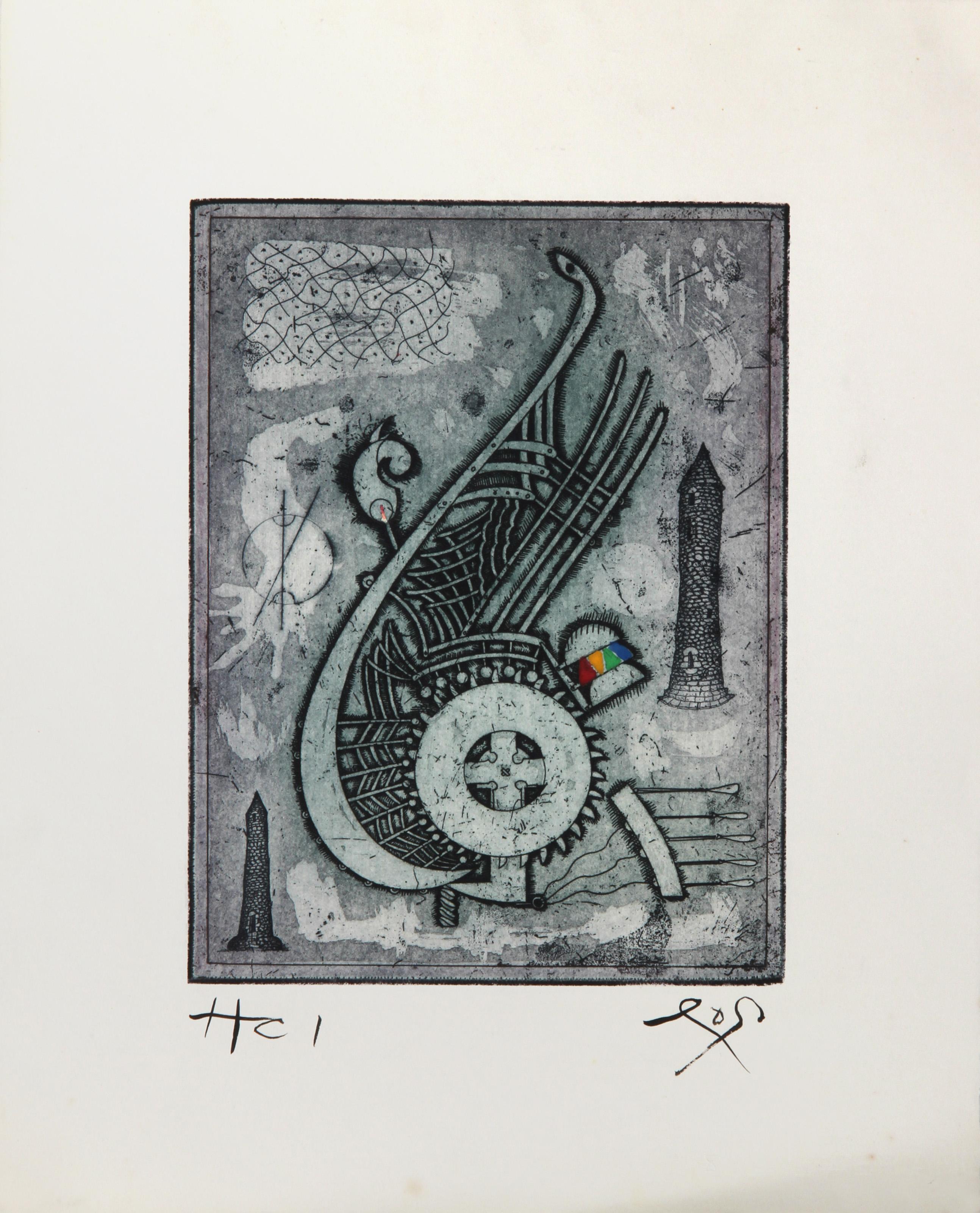 Ariel (variant)
Tighe O’Donoghue, American (1942–2023)
Date: circa 1980
Etching with Aquatint, signed in ink
Edition of HC 1
Image Size: 18.5
Size: 15 x 9 in. (38.1 x 22.86 cm)