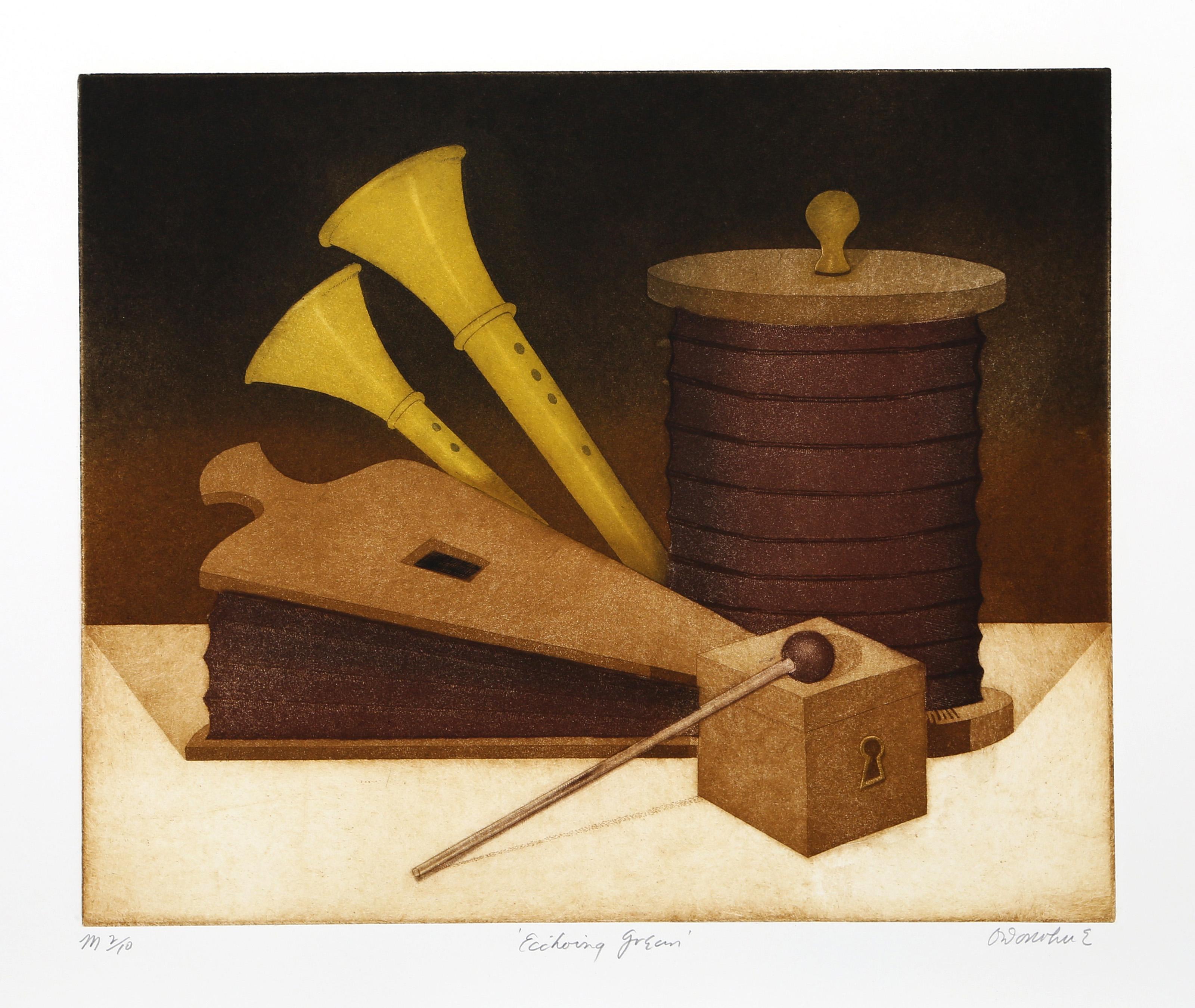 Echoing Green
Tighe O’Donoghue, American (1942–2023)
Date: circa 1978
Etching with Aquatint, signed and numbered in pencil
Edition of m 2/10
Image Size: 14.5 x 17.75 inches
Size: 22 x 30 in. (55.88 x 76.2 cm)