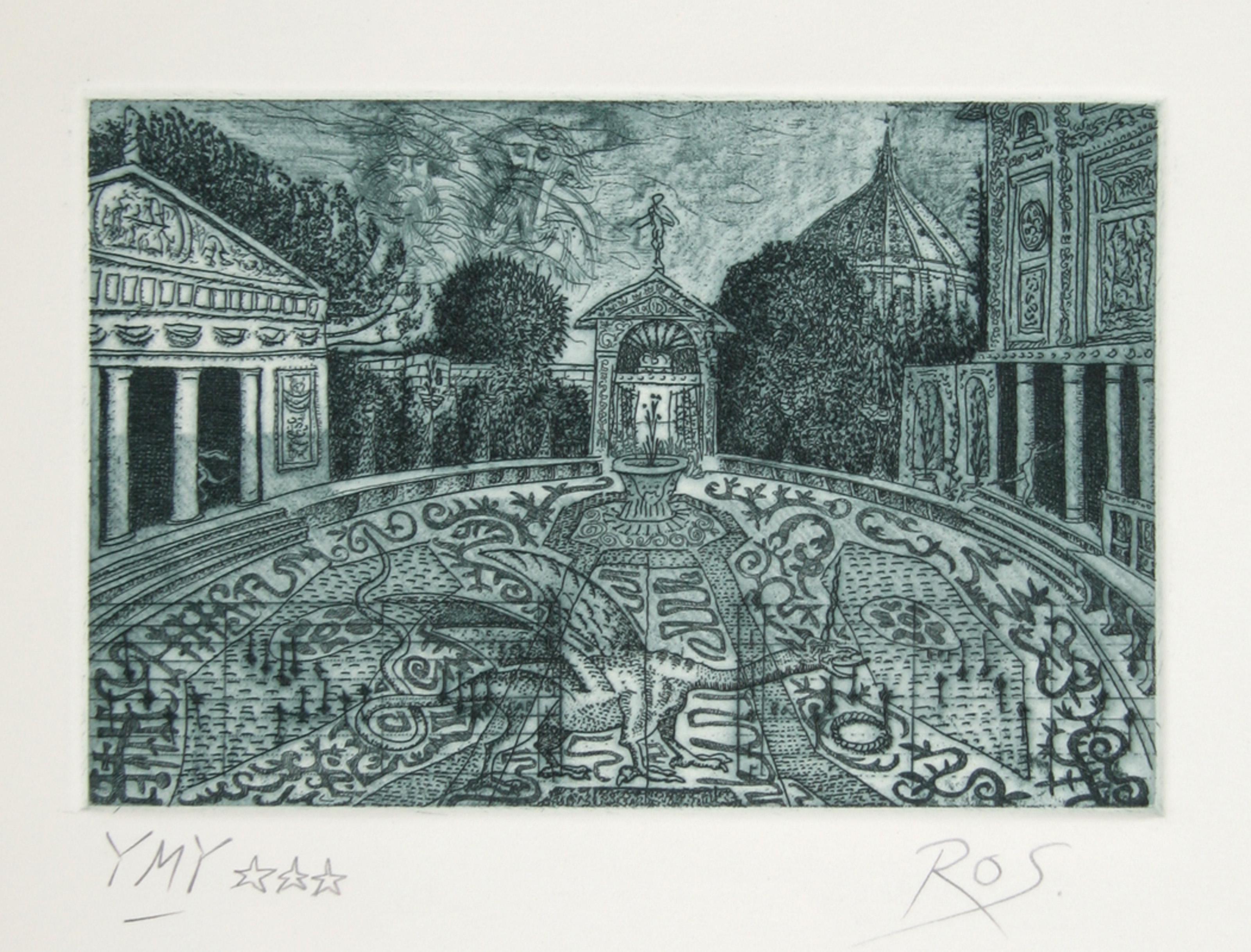 Garden, Aquatint Etching by Tighe O'Donoghue