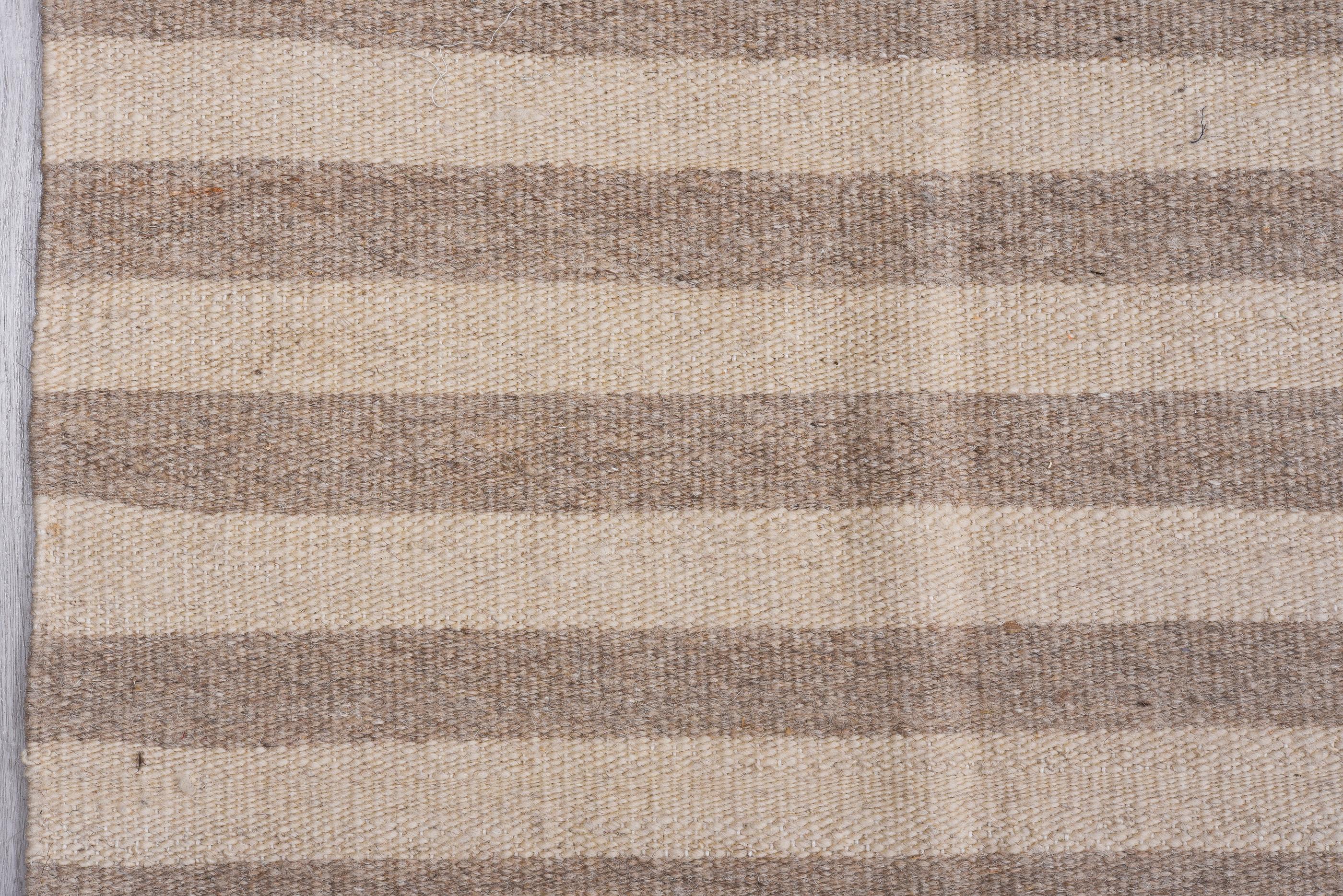 Mid-20th Century Tight Striped Linen Look Kilim For Sale