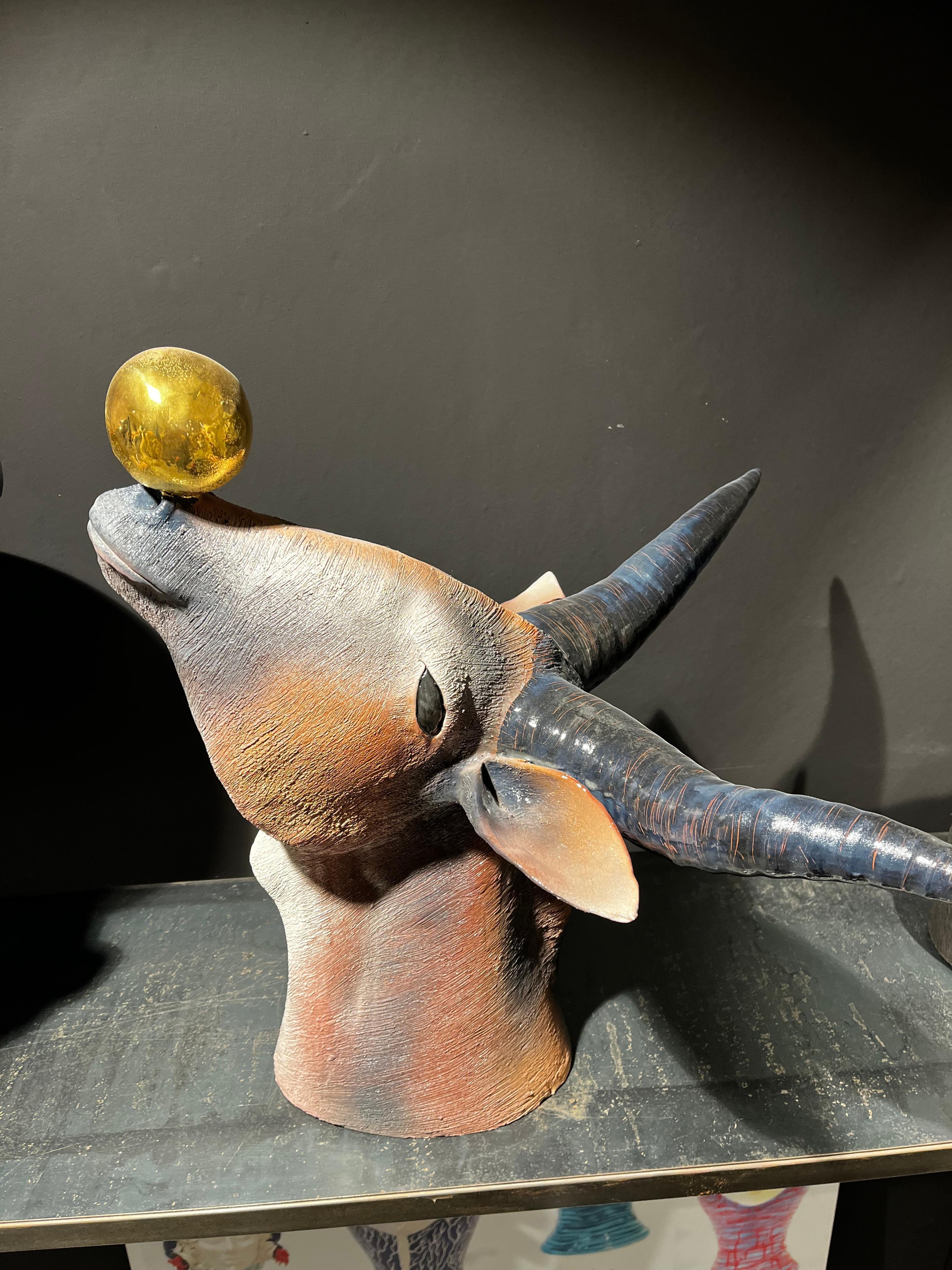 Antelope-Skulptur-Tafelaufsatz aus Seil, komplett handgefertigt ohne Form. 2023 (Moderne) im Angebot
