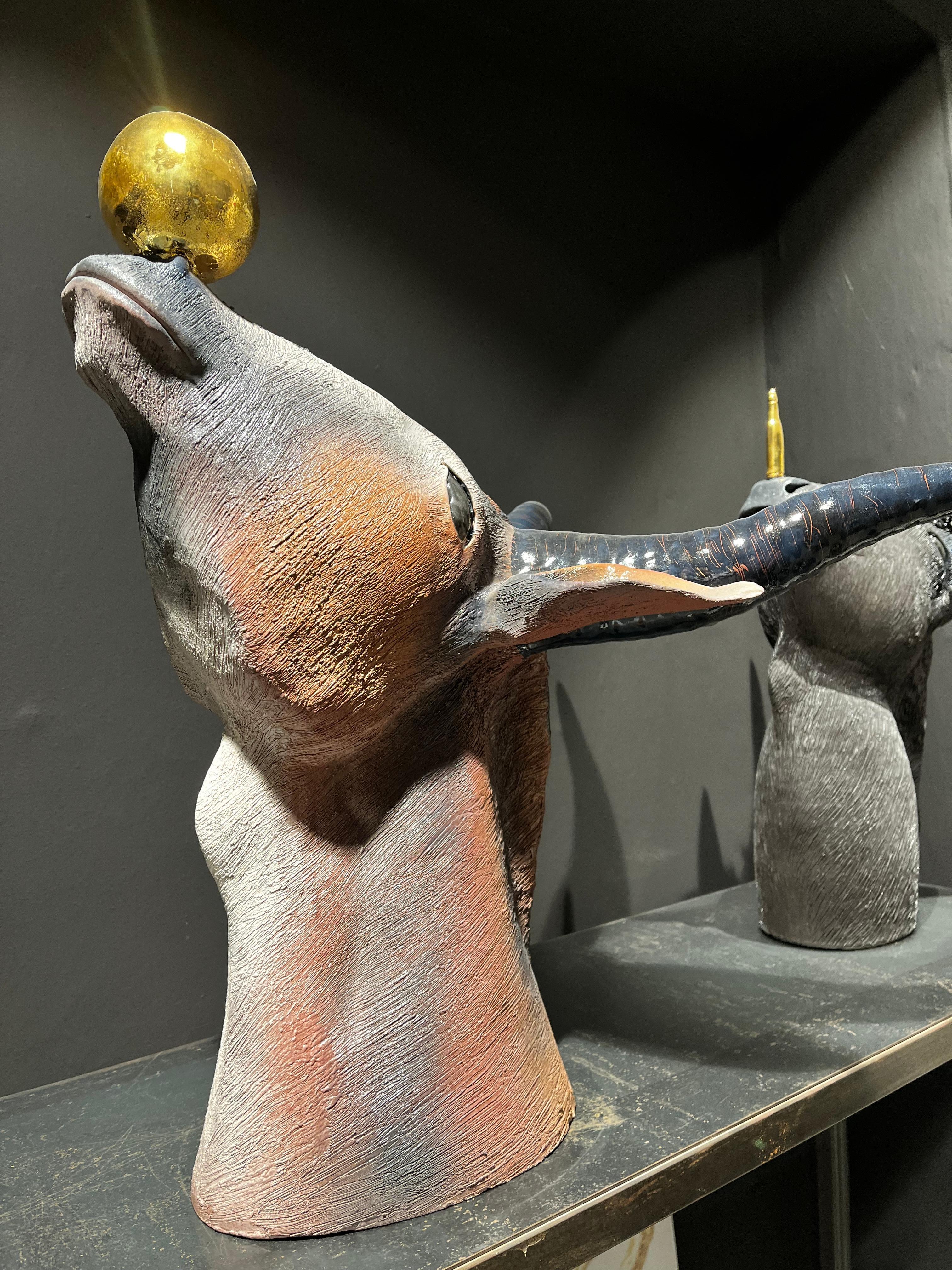 Antelope-Skulptur-Tafelaufsatz aus Seil, komplett handgefertigt ohne Form. 2023 (Italienisch) im Angebot