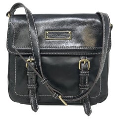 Tignanello A269257 Black Distressed Vintage Leather Flap Crossbody Bag