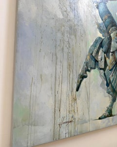 Dancing Wiseman, Figurative Surrealism Original oil Painting, Ready to Hang