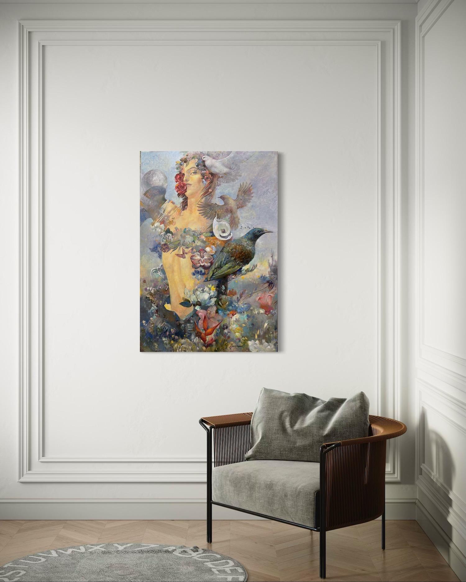Impressione Figurativa Surrealismo Pittura ad olio originale, pronta da appendere in vendita 1