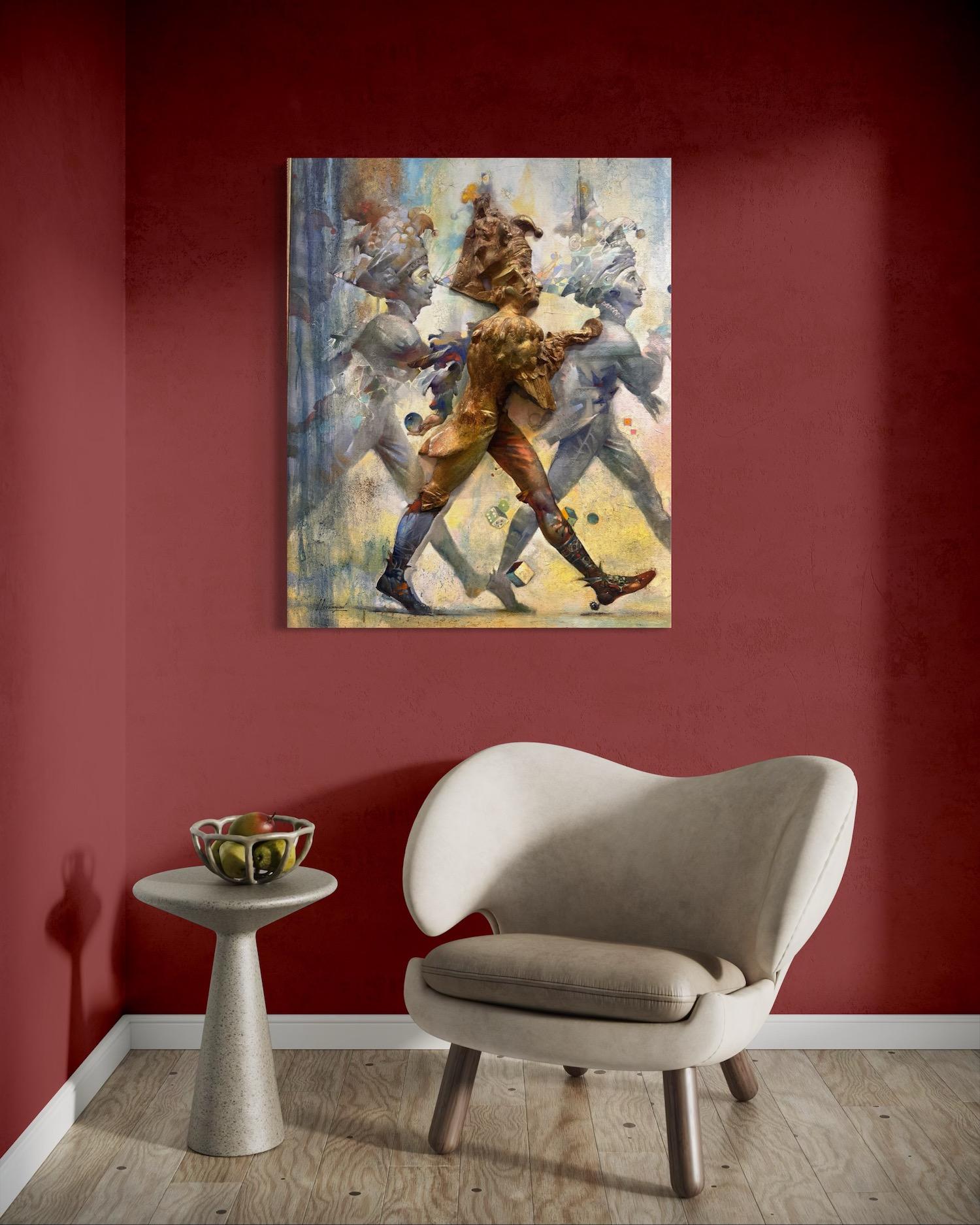 Joker Figurative Surrealism Bronze Original oil Painting, Ready to Hang For Sale 1