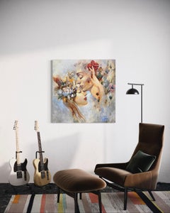 Lovers Portrait Surrealism Original oil Painting, Ready to Hang