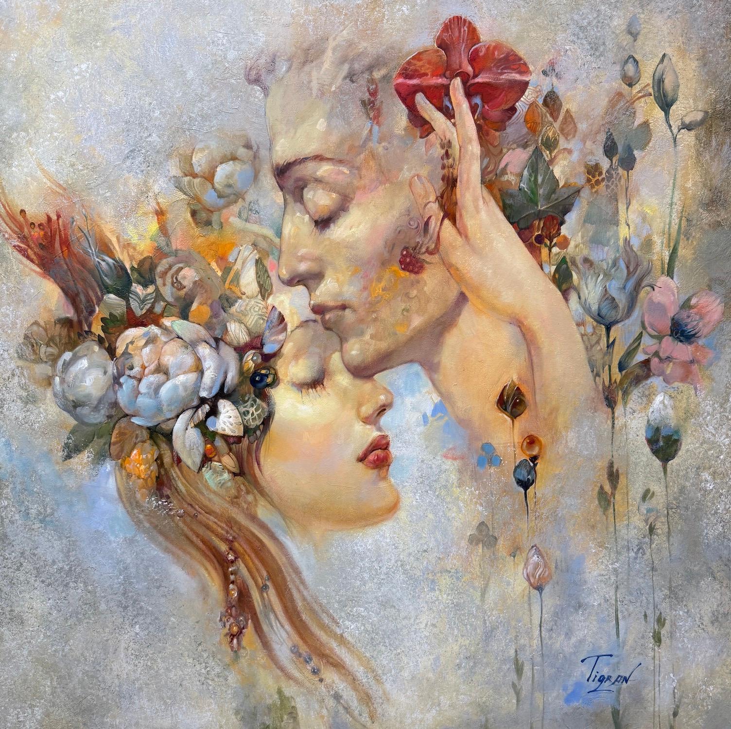 Figurative Painting di Tigran Hovumyan - Ritratto di amanti Surrealismo Pittura ad olio originale, pronta da appendere