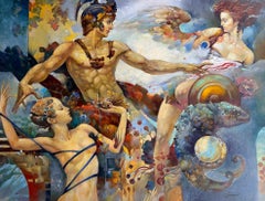 Réunion Figurative Surréalisme Peinture à l'huile originale, prête à être accrochée