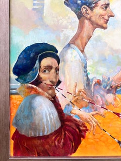 Musicians, Figurative Surrealism, Original oil Painting, Ready to Hang