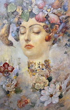 Ritratto Surrealismo Pittura ad olio originale, pronta da appendere
