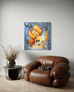 Smile Portrait Surrealism Original oil Painting, Ready to Hang