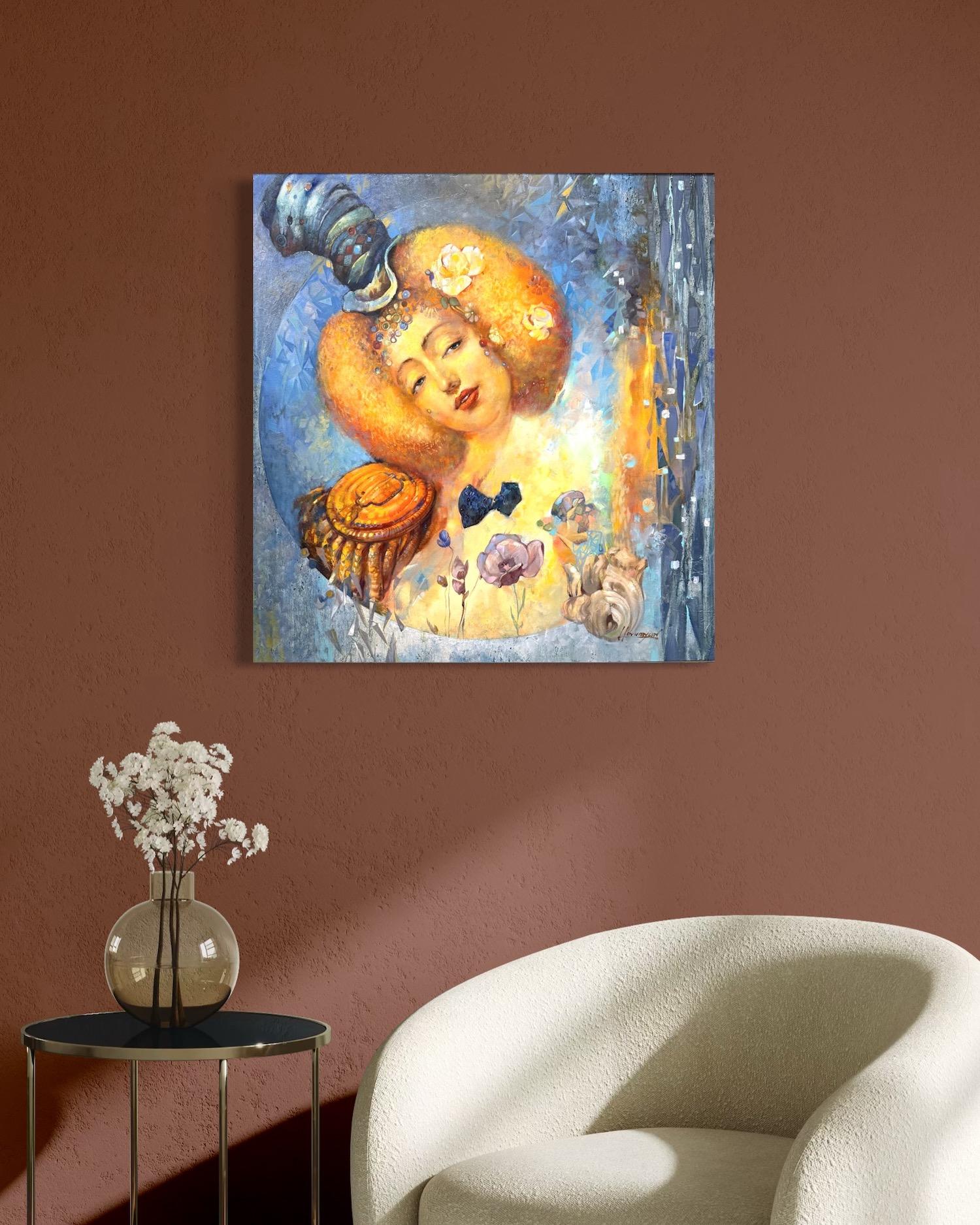 Sorriso Ritratto Surrealismo Pittura a olio originale, pronta da appendere in vendita 2