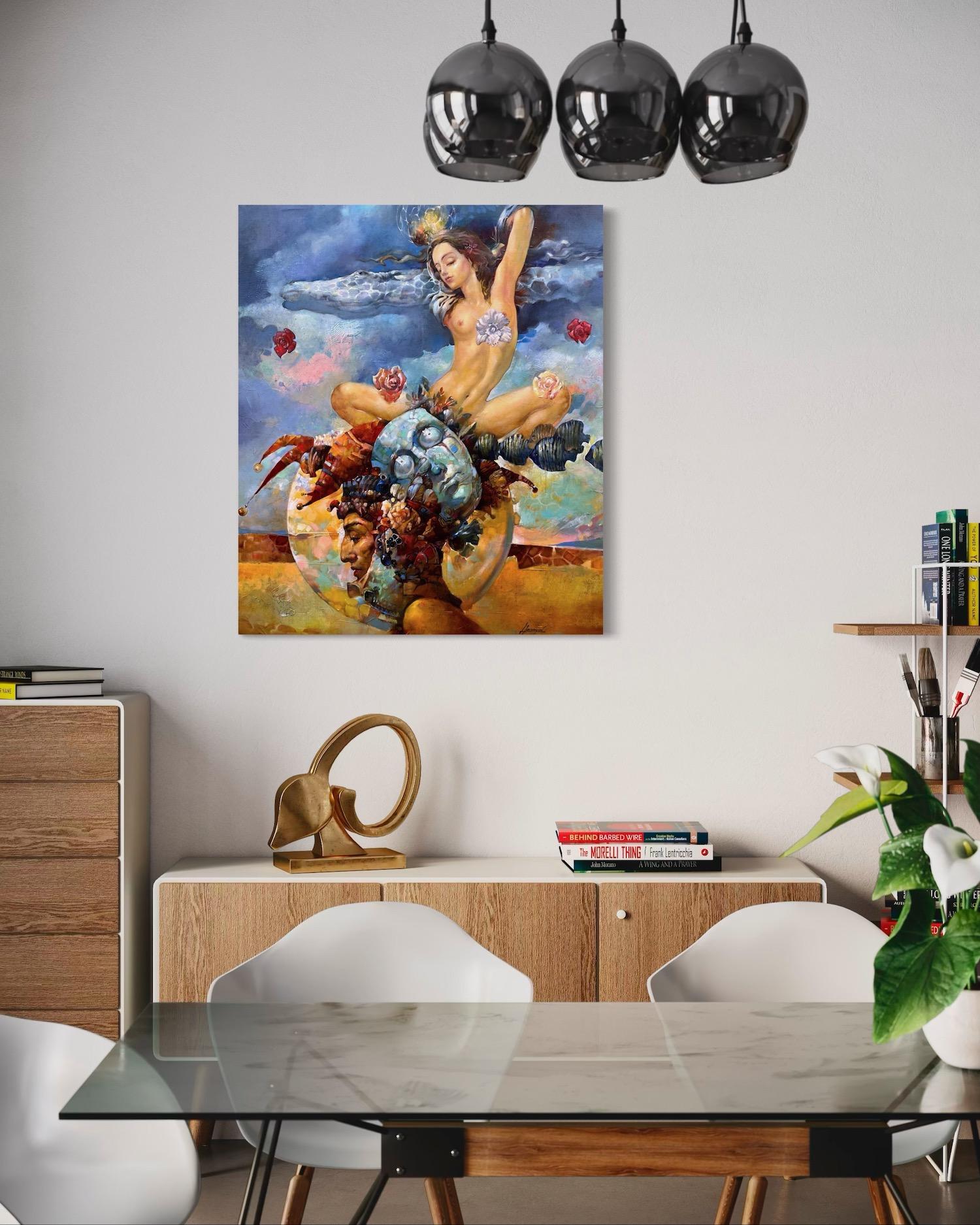 Transparent Dream Figurative Surrealism Original oil Painting, Ready to Hang For Sale 1
