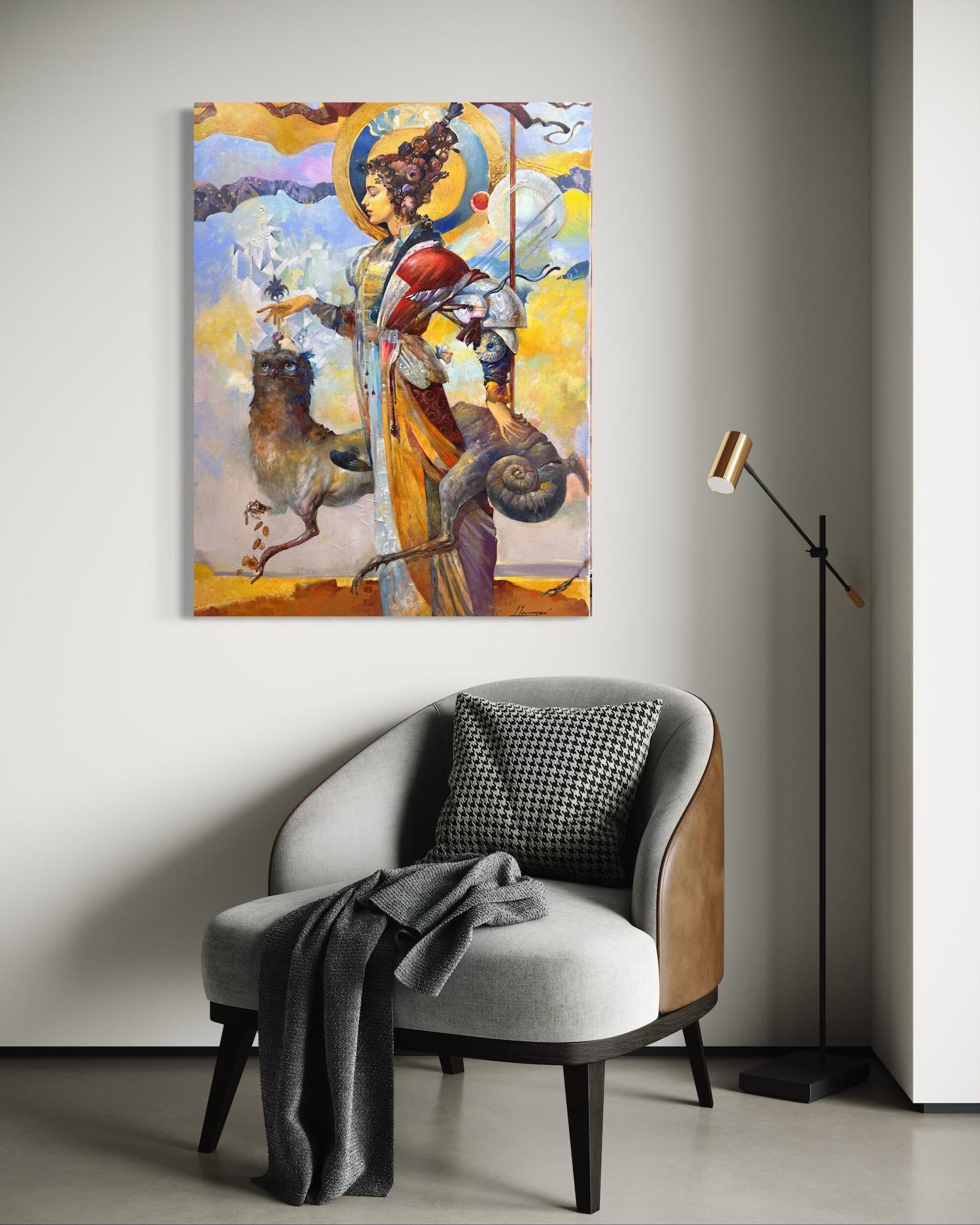 Triumph Figurative Surrealism Original oil Painting, Ready to Hang For Sale 1
