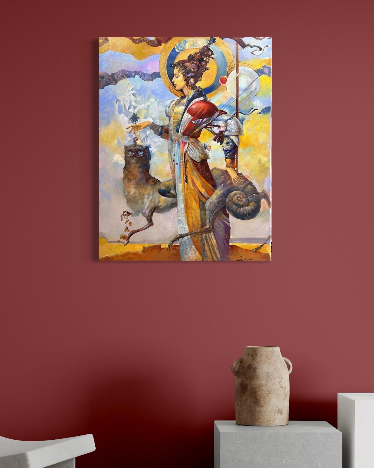 Triumph Figurative Surrealism Original oil Painting, Ready to Hang For Sale 2