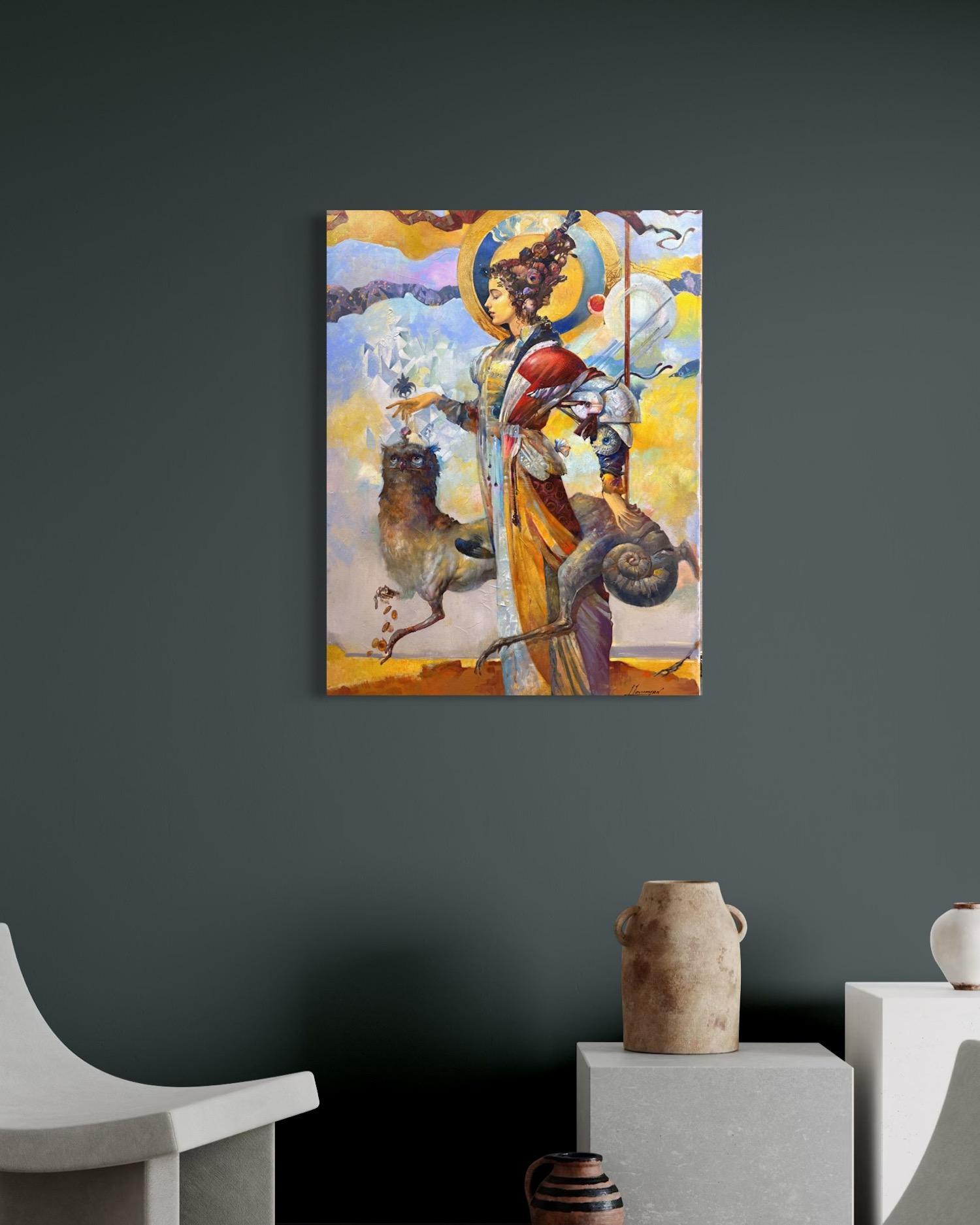 Triumph Figurative Surrealism Original oil Painting, Ready to Hang For Sale 3