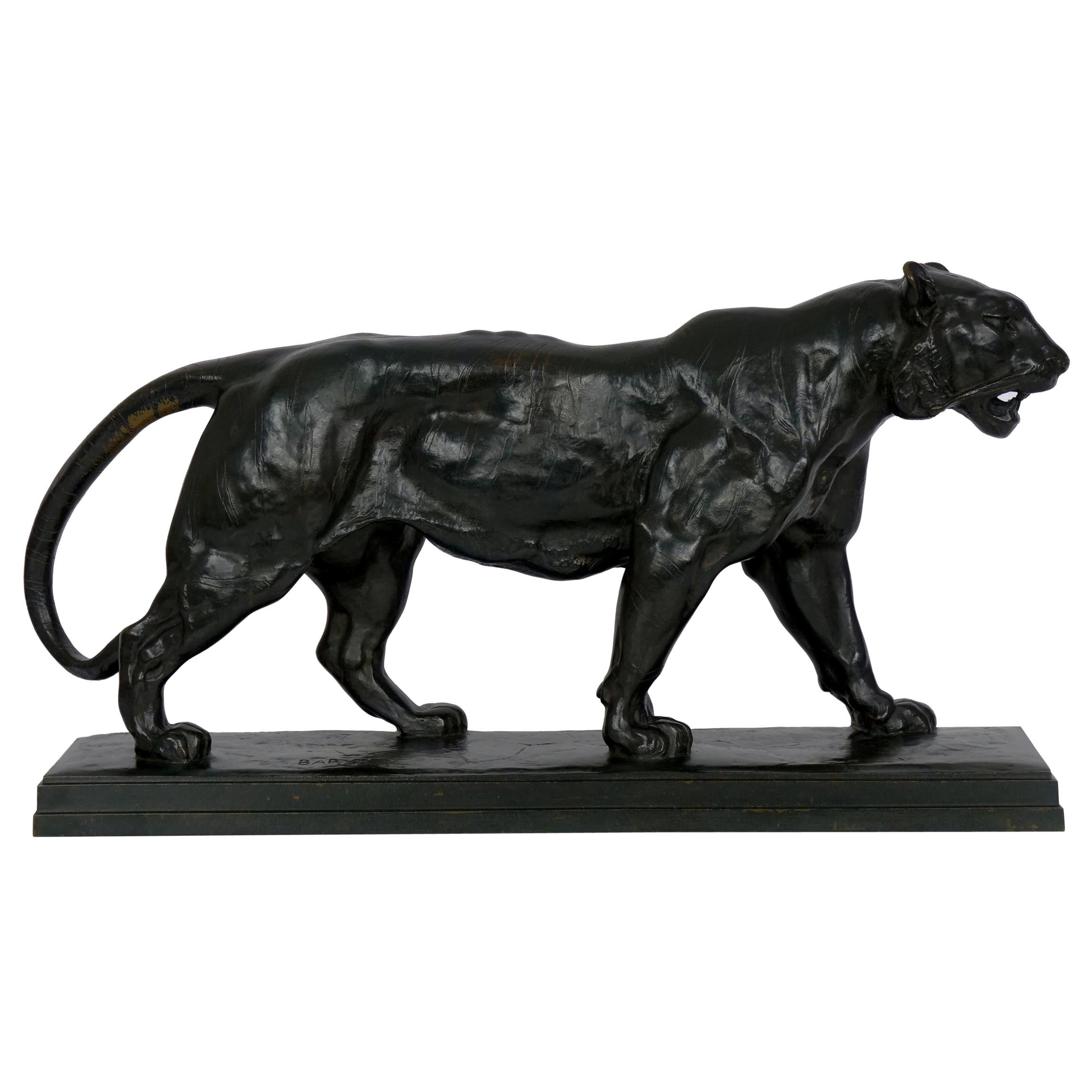 “Tigre Qui Marche” French Bronze Sculpture by Antoine-Louis Barye & Barbedienne
