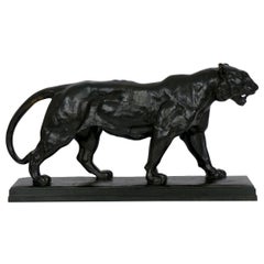 "Tigre qui marche" Sculpture française en bronze d'Antoine-Louis Barye & Barbedienne