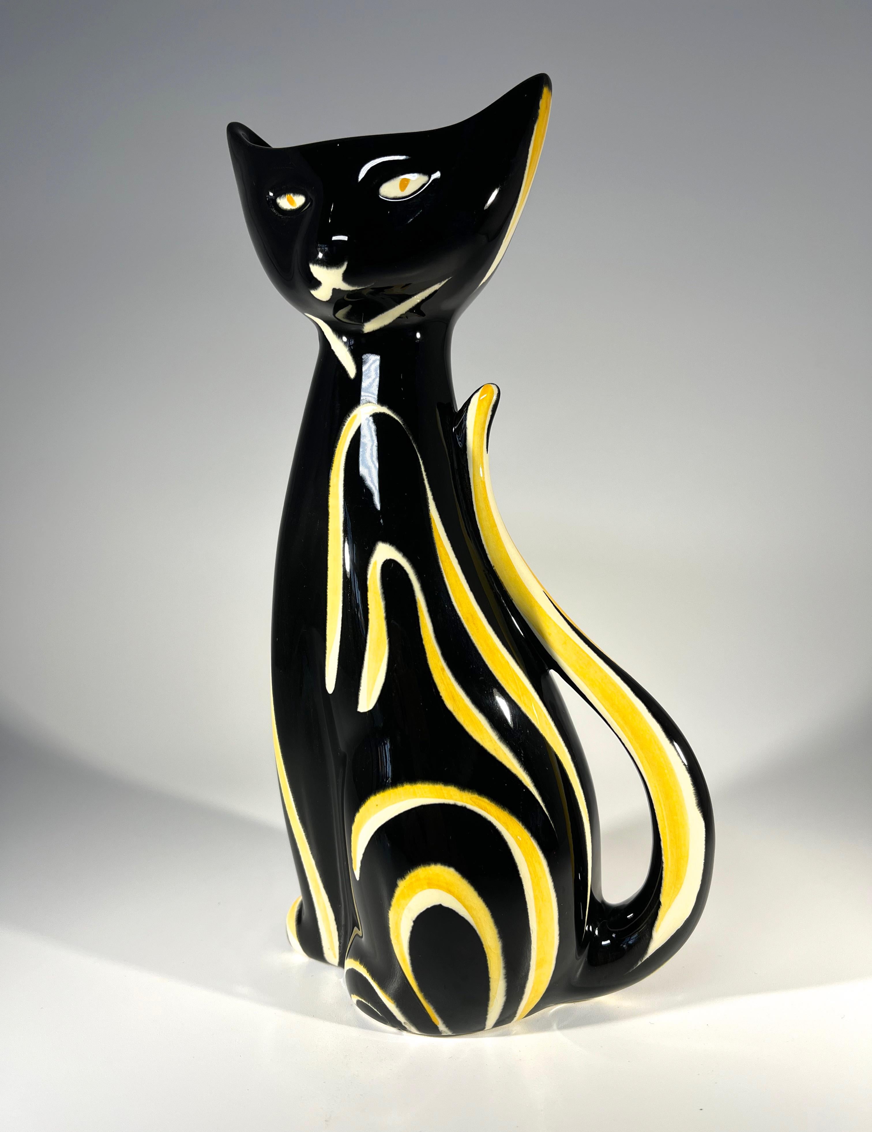 Mid-Century Modern Tigris Cat Vase By Anneleise Beckh For Schmider, West Germany 1950’s For Sale