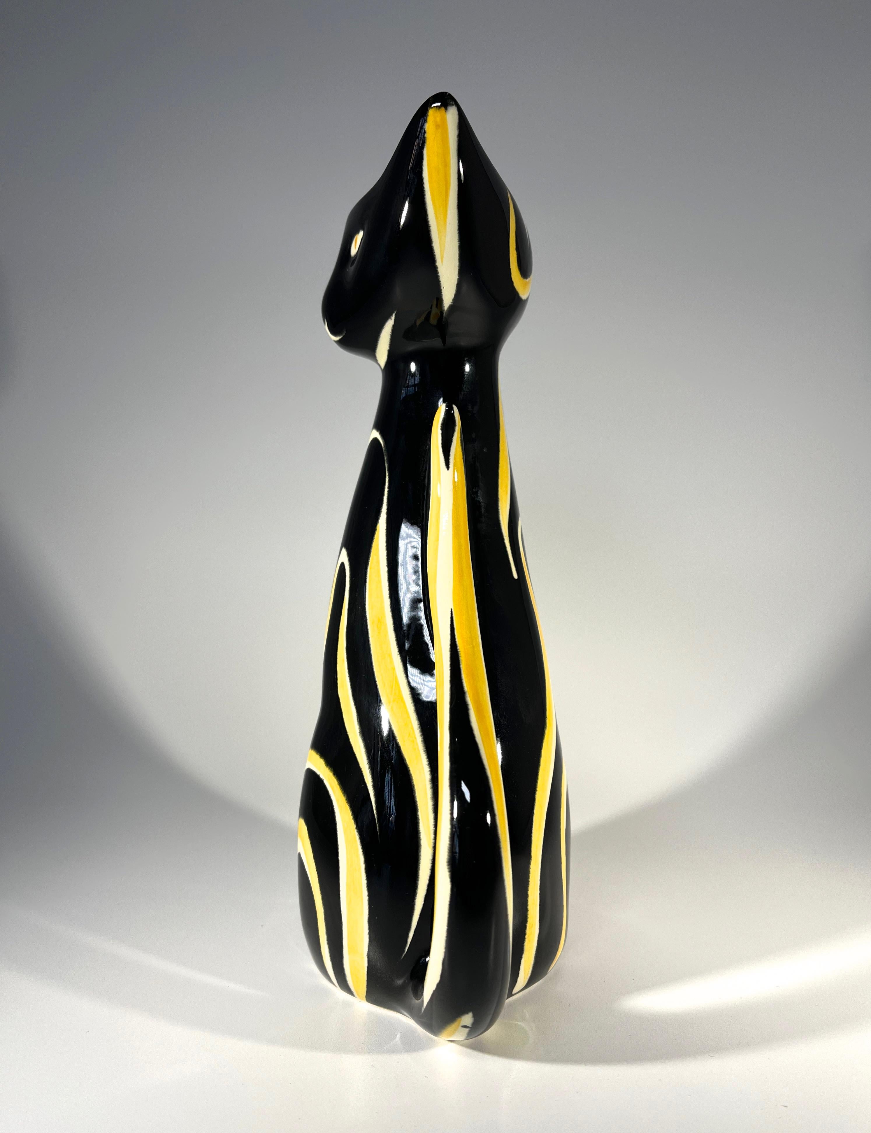 Glazed Tigris Cat Vase By Anneleise Beckh For Schmider, West Germany 1950’s For Sale