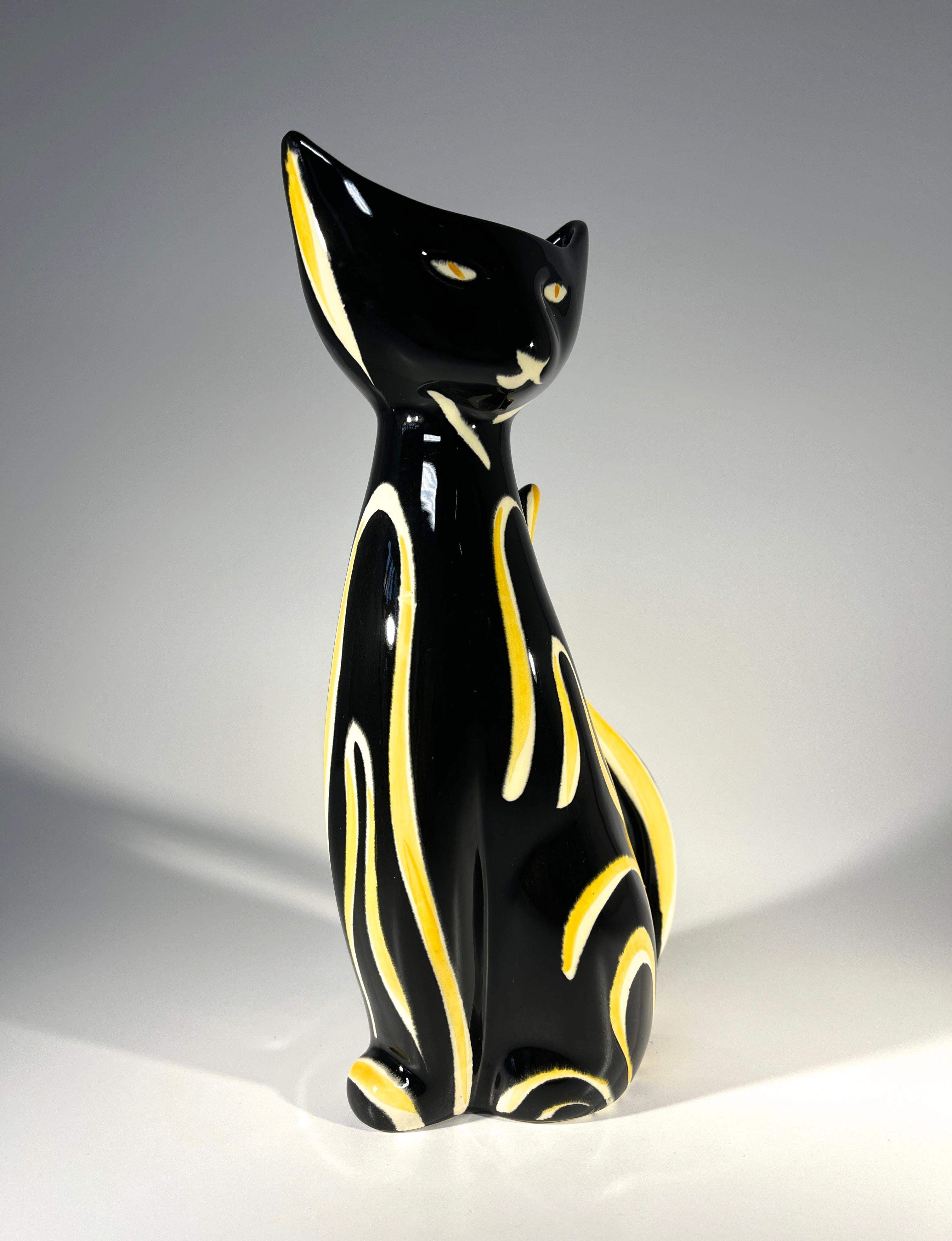 Ceramic Tigris Cat Vase By Anneleise Beckh For Schmider, West Germany 1950’s For Sale