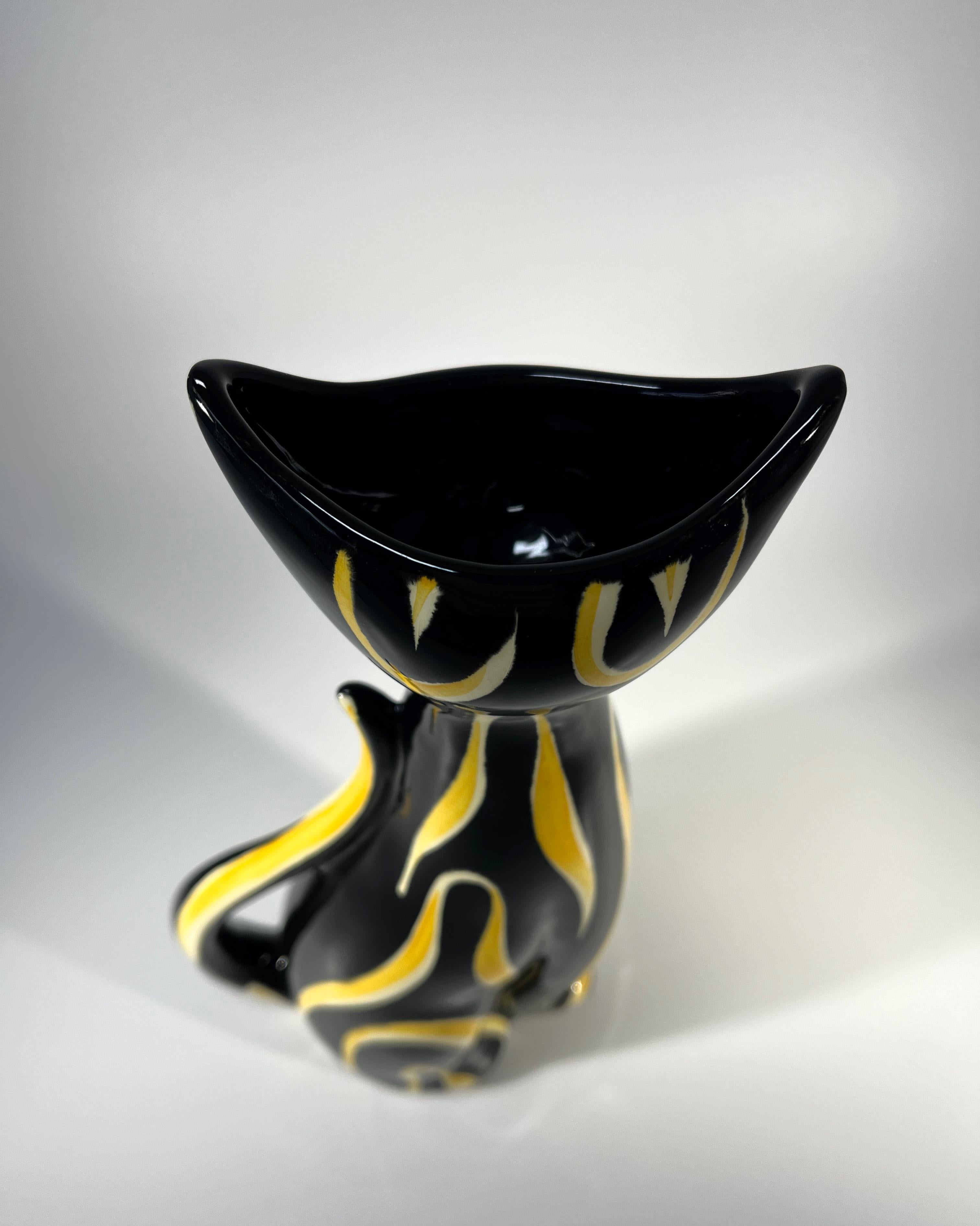 20th Century Tigris Cat Vase By Anneleise Beckh For Schmider, West Germany 1950’s For Sale