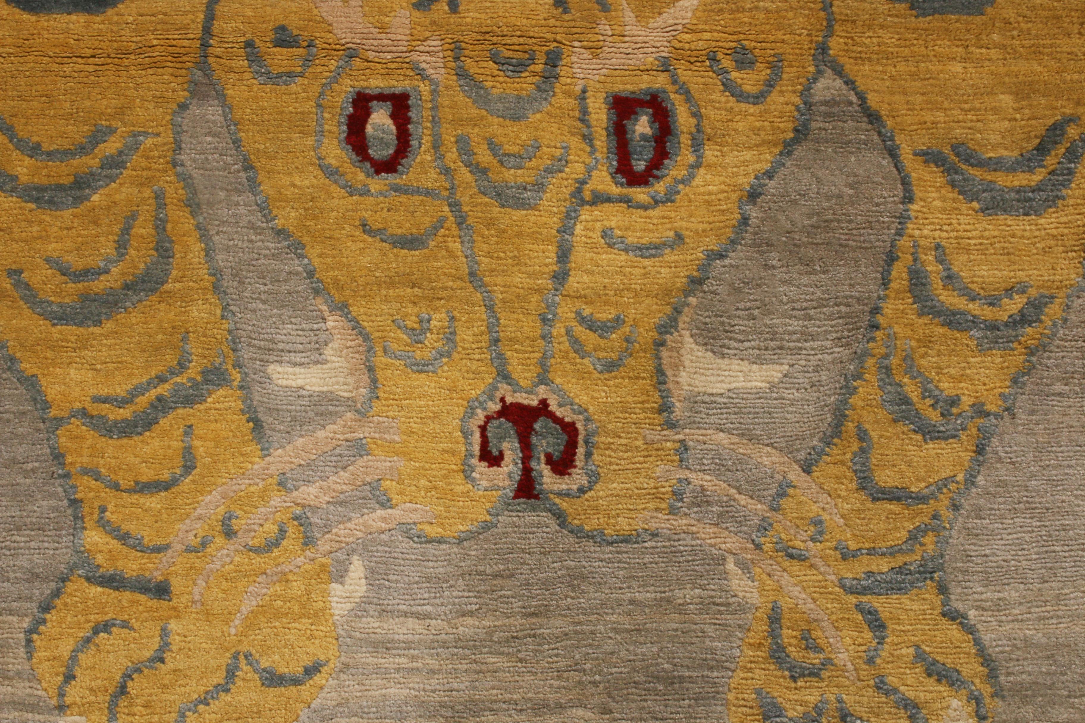 Tigris Nepalese Orange and Beige Wool Rug In New Condition In Long Island City, NY