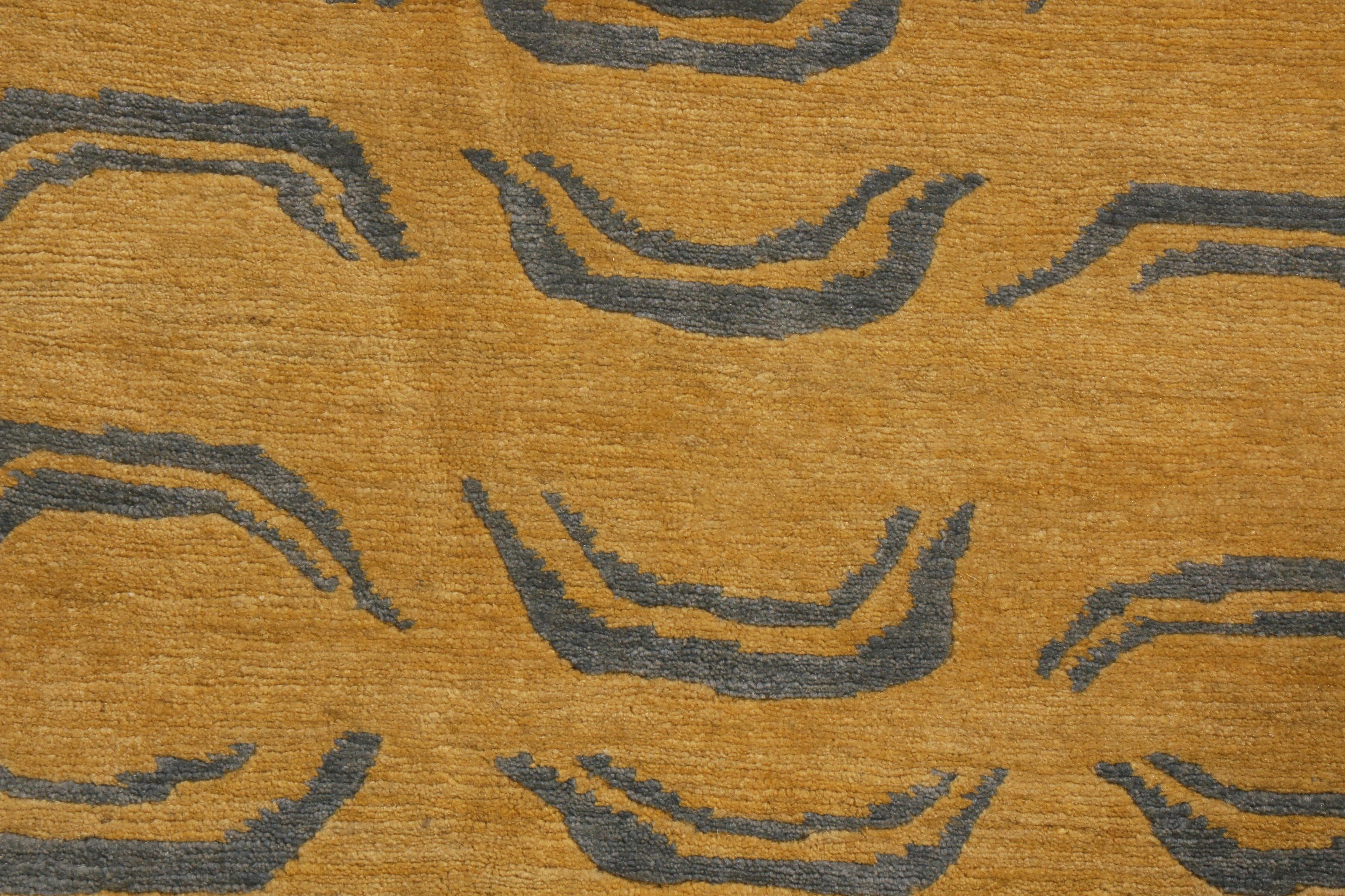 Contemporary Tigris Nepalese Orange and Beige Wool Rug