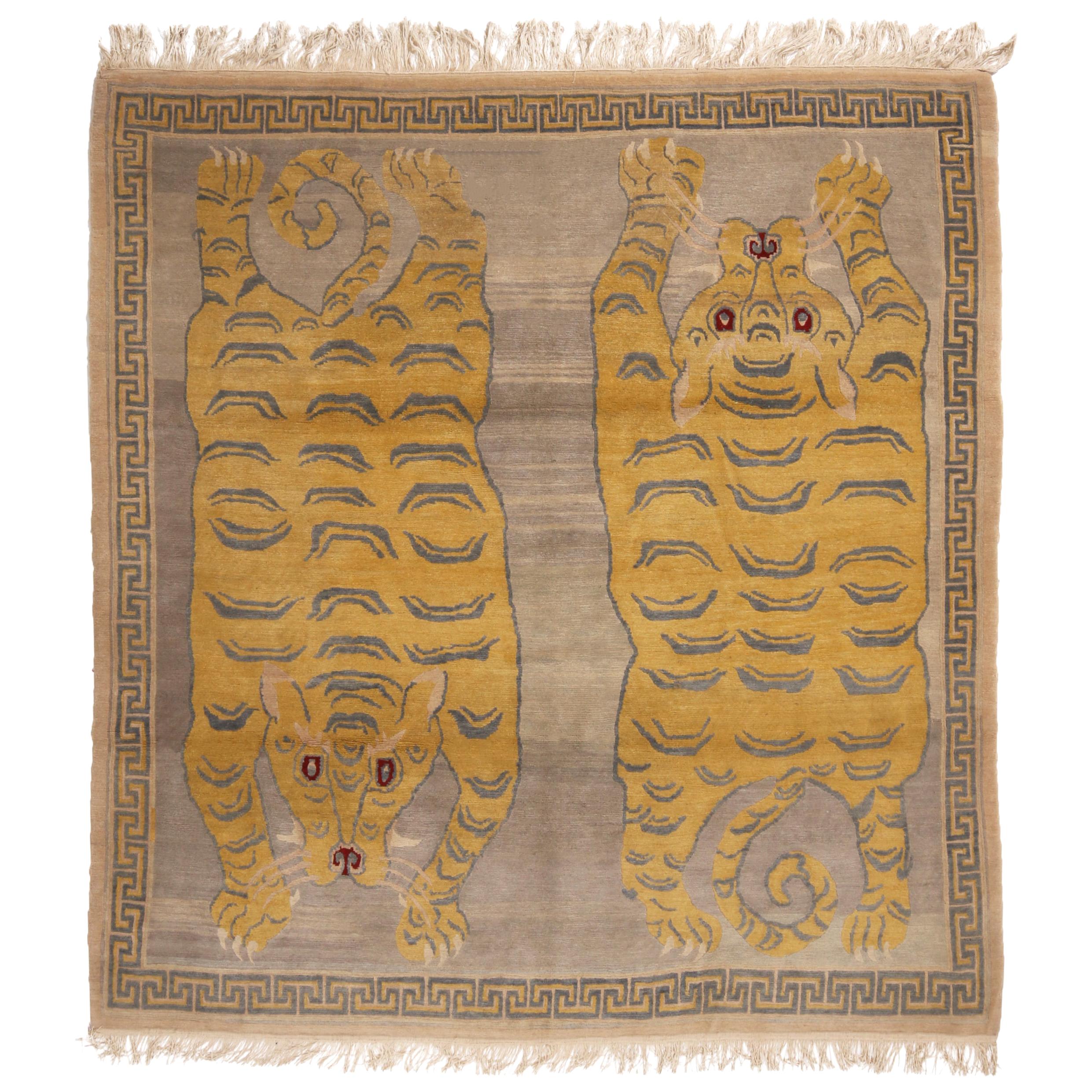 Tigris Nepalese Orange and Beige Wool Rug