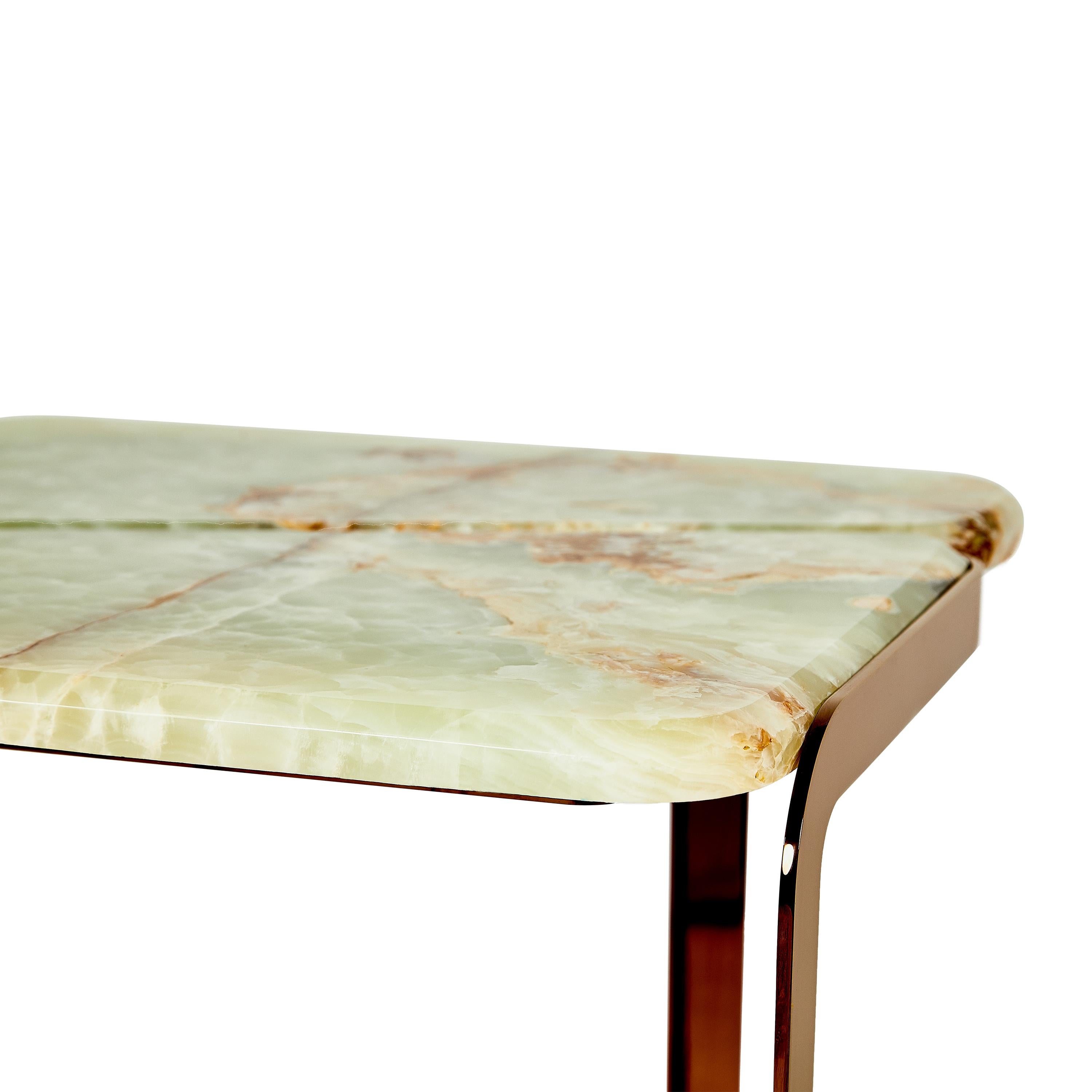 Turkish Tigris Side Table, Green Onyx For Sale