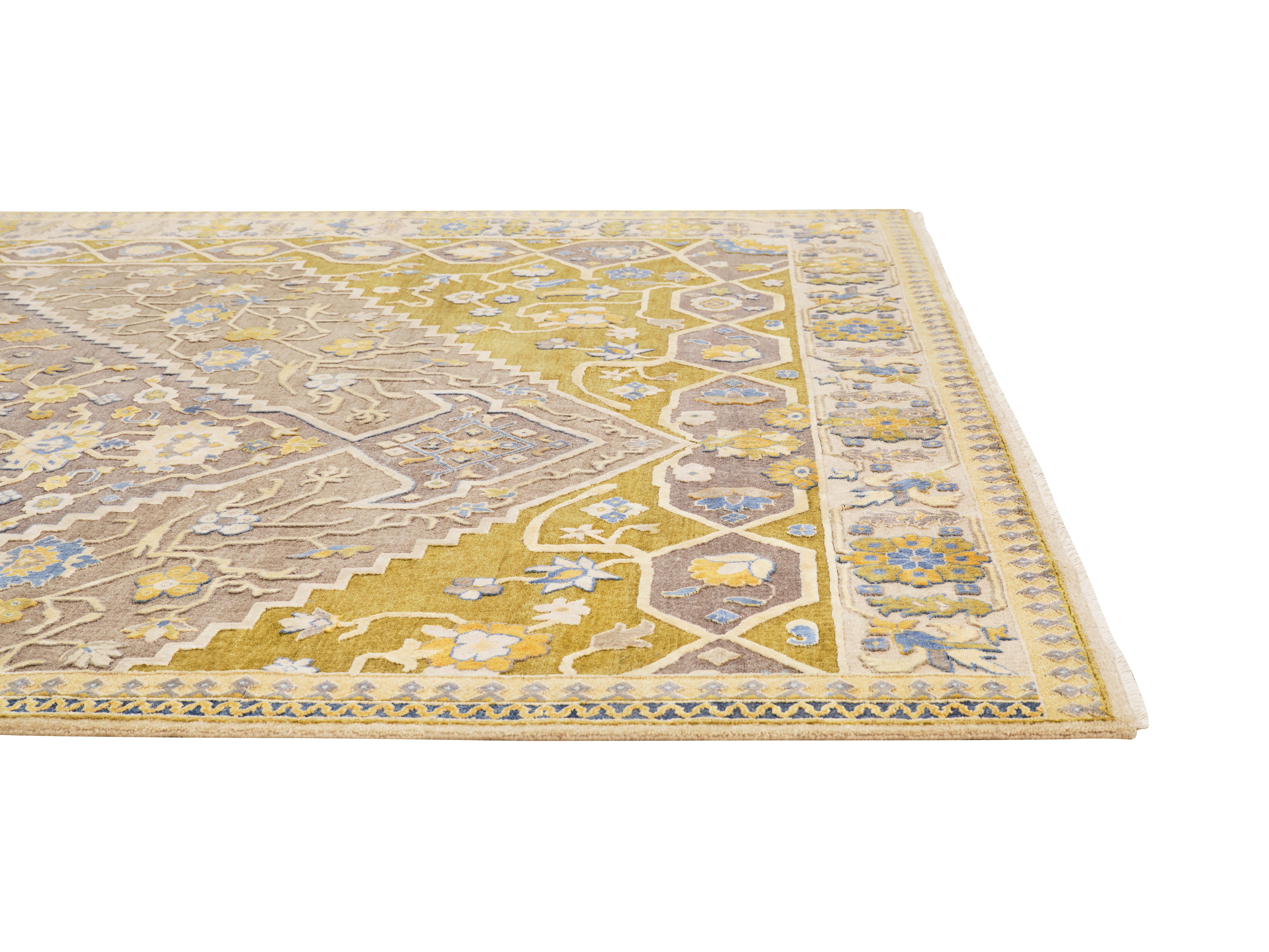 Hand-Knotted Tigris Weave Hand Knotted Persian Rug in Wool and Botanical Silk by Hands For Sale