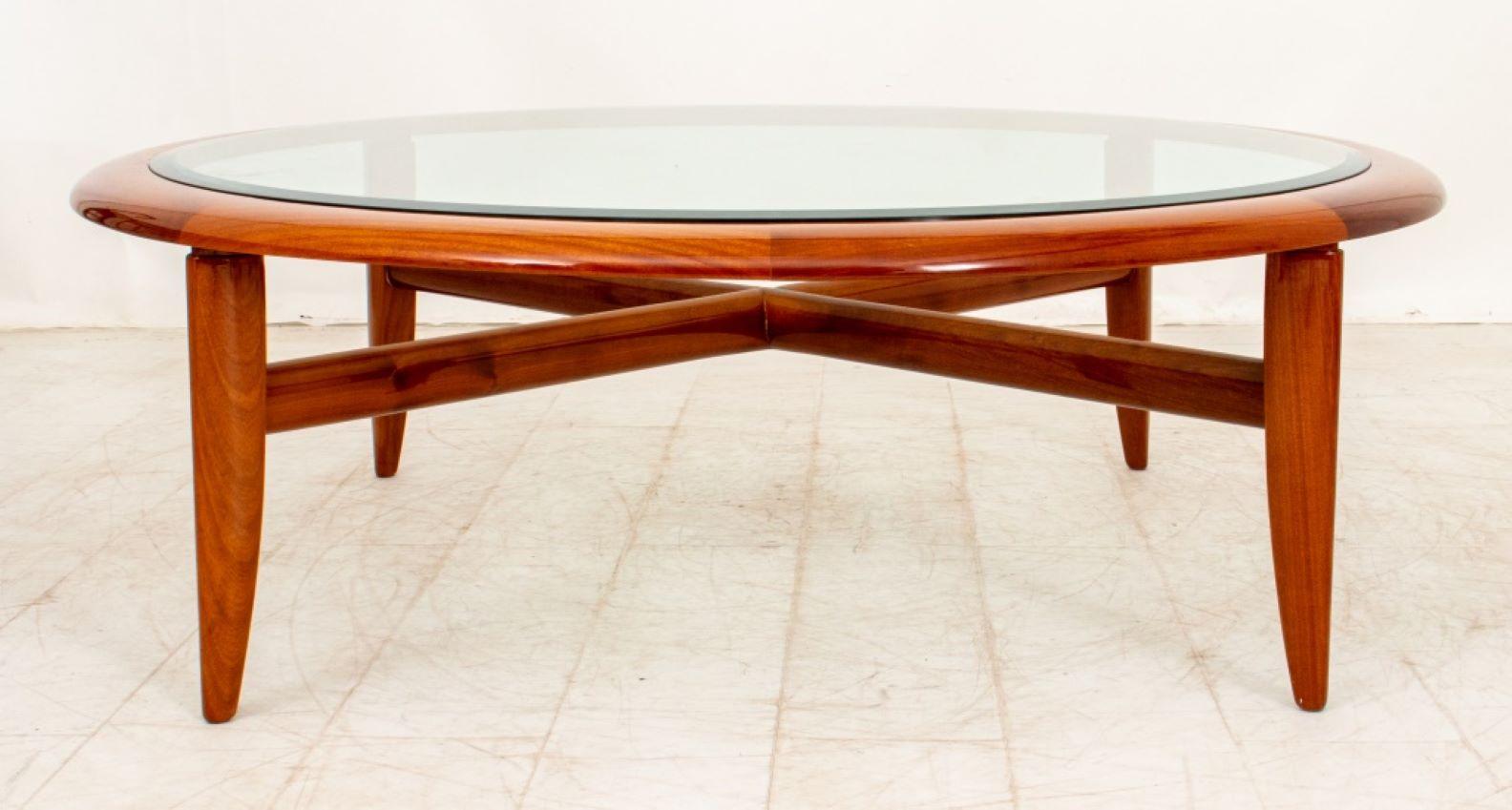Tihany for Pace Table basse en acajou avec plateau en verre Bon état - En vente à Astoria, NY