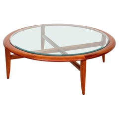Mesa baja de caoba con tapa de cristal Tihany for Pace