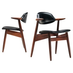 Tijsseling ‘Bullhorn’ Armchairs in Teak and Black Upholstery 