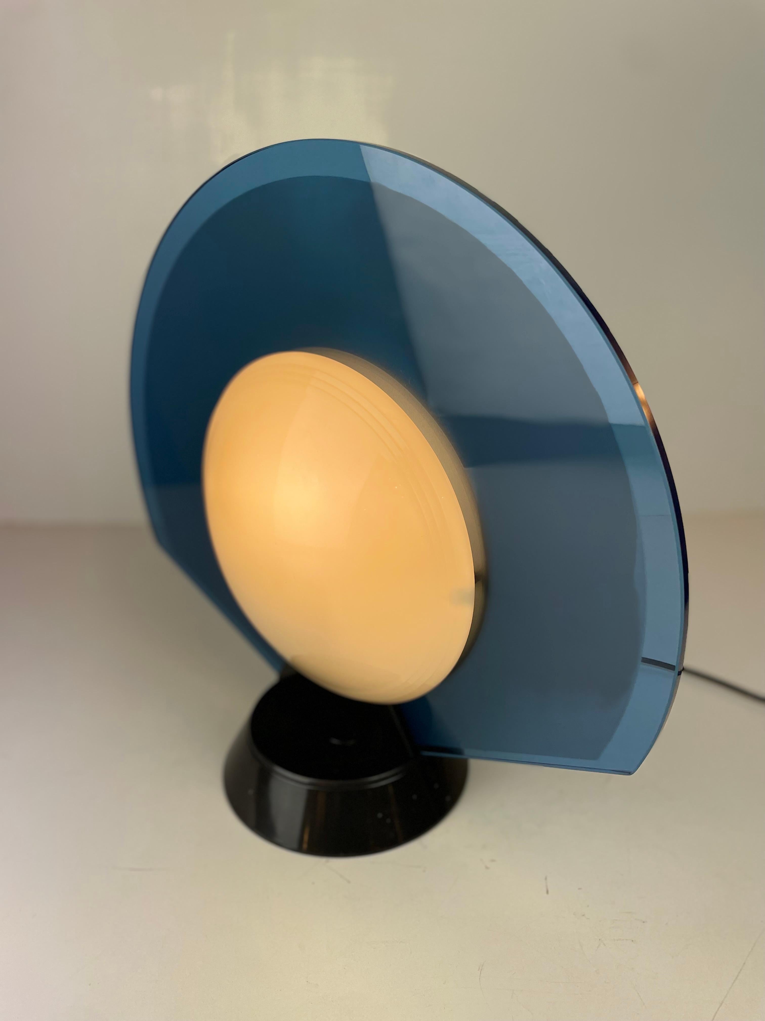 Glass TIKAL Postmodern Table Lamp by P.G. Ramella for Arteluce, 1980s For Sale