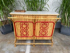 Tiki Bar in Bamboo and Rattan attributed to Tito Agnoli, Italy, 1950s, Dry Bar