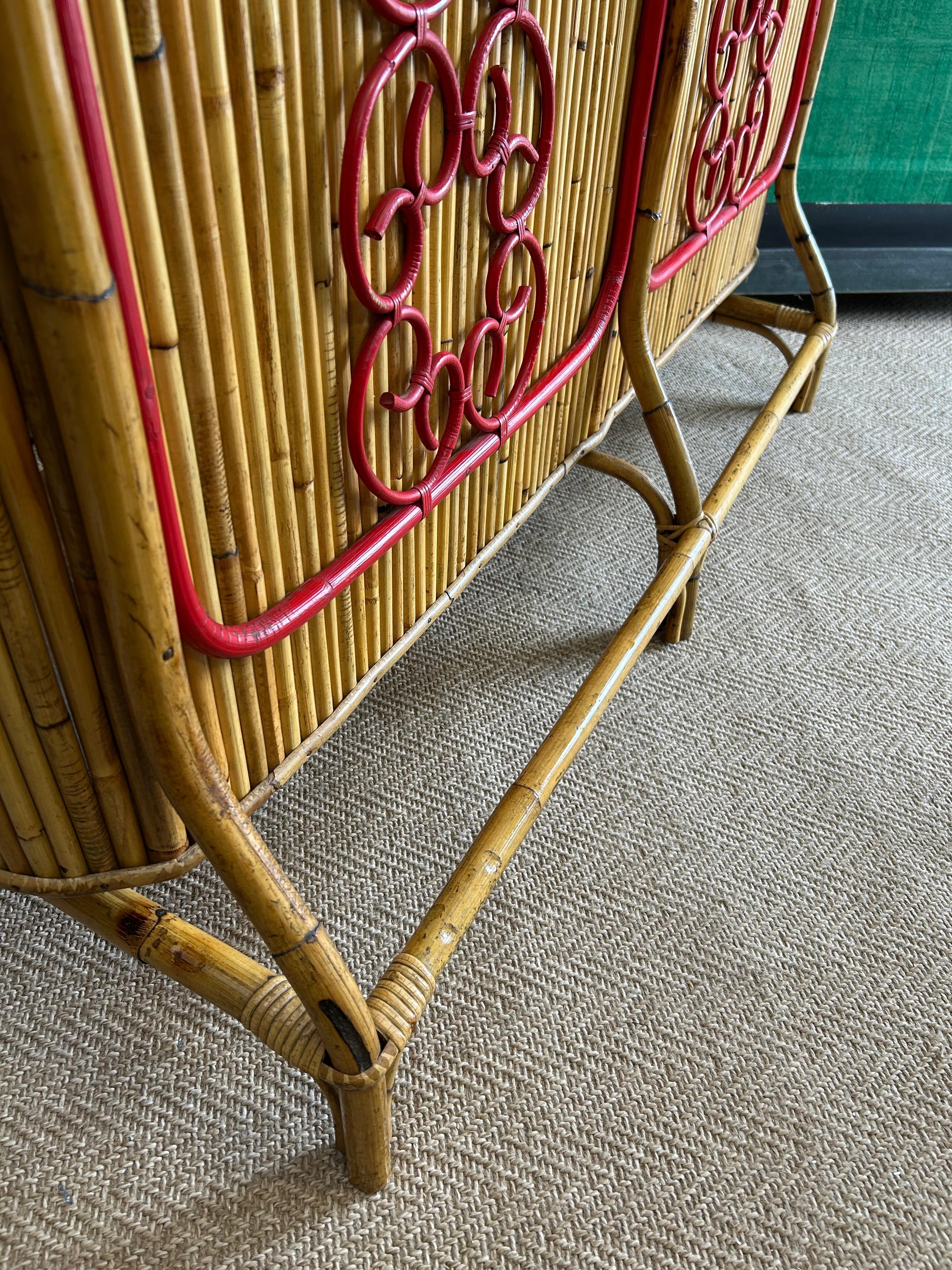 Mid-20th Century Tiki Bar in Bamboo and Rattan attributed to Tito Agnoli, Italy, 1950s, Dry Bar For Sale