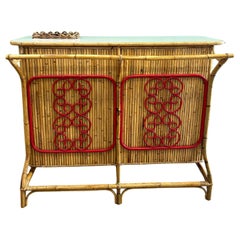 Tiki Bar in Bamboo and Rattan attributed to Tito Agnoli, Italy, 1950s, Dry Bar