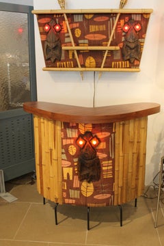 Tiki Bar with Stools and Back Bar