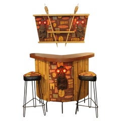 Tiki Bar with Stools and Back Bar