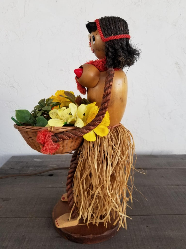 Tiki Hawaiian Hula Dancer Lamp For Sale at 1stDibs