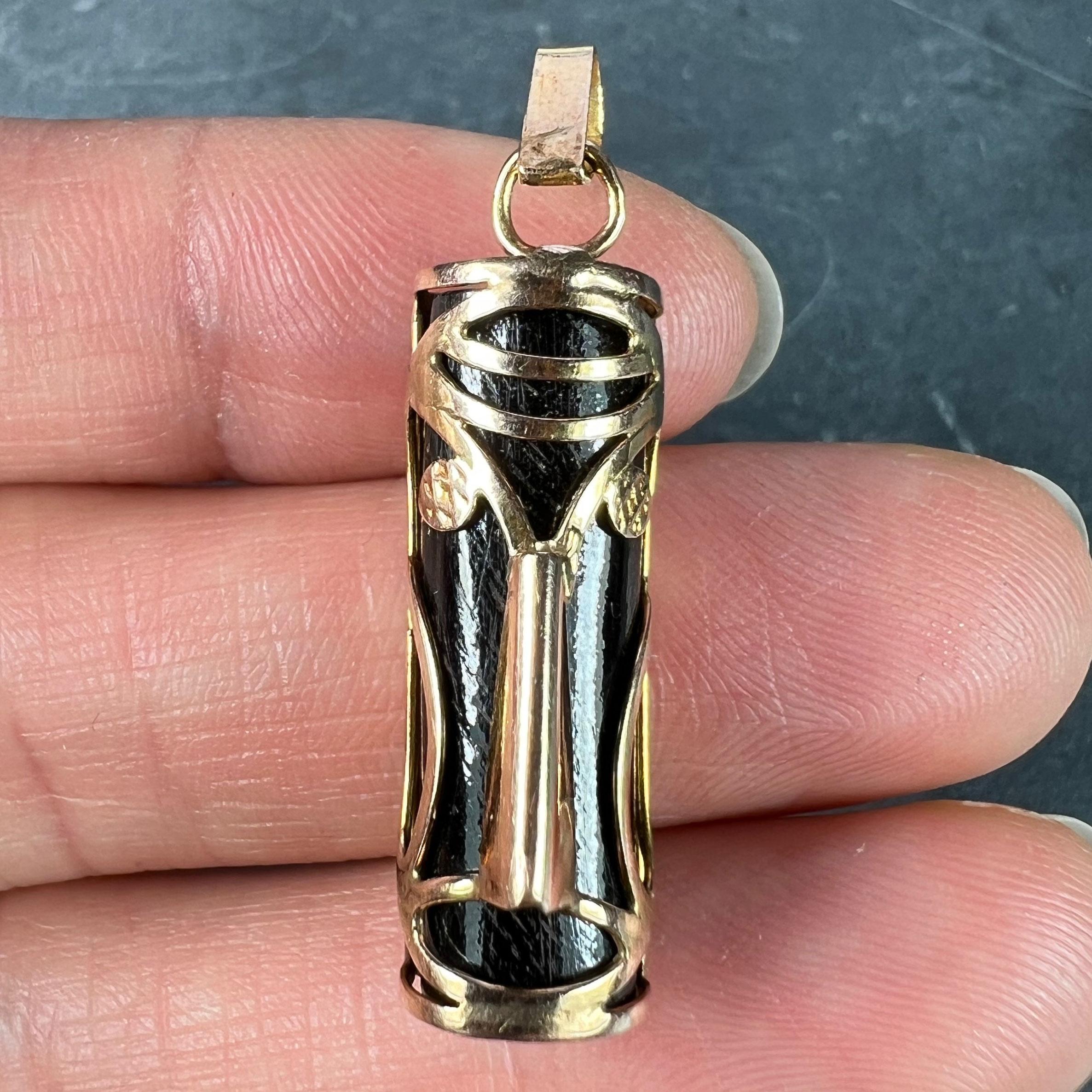 Ciondolo portafortuna in oro rosa 14K con maschera Tiki Touch Wood in vendita 1