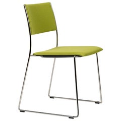 Tila Upholstered Green Sled Base Chair in Beech, by Christoph Hindermann