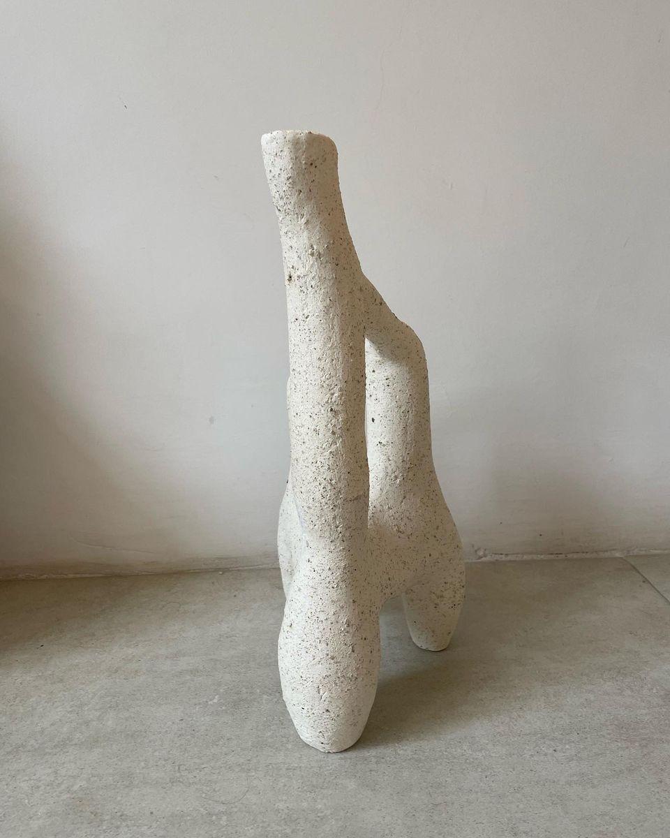 Organic Modern Tilcara White Ceramic Vessel, Vase, Sculpture by Airedelsur For Sale