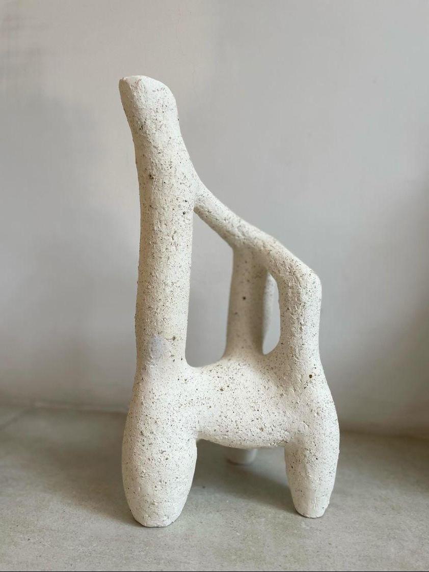 Argentine Tilcara White Ceramic Vessel, Vase, Sculpture by Airedelsur For Sale