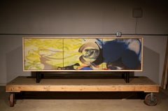 Tilde Credenza wood cabinet with painted doors by Jackie Kazarian & Laylo Studio