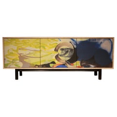 Tilde Credenza wood cabinet with painted doors by Jackie Kazarian & Laylo Studio