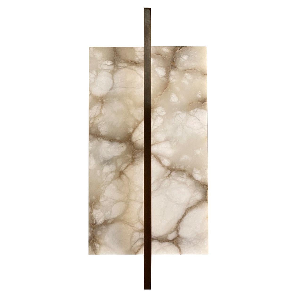 Tile Alabaster and Bronze Rectangular Sconce